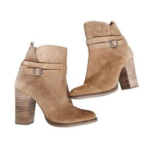 Lucky Brand Ankle Boots Latonya‎ Beige Suede Women’s Size 7M Shoes Leather